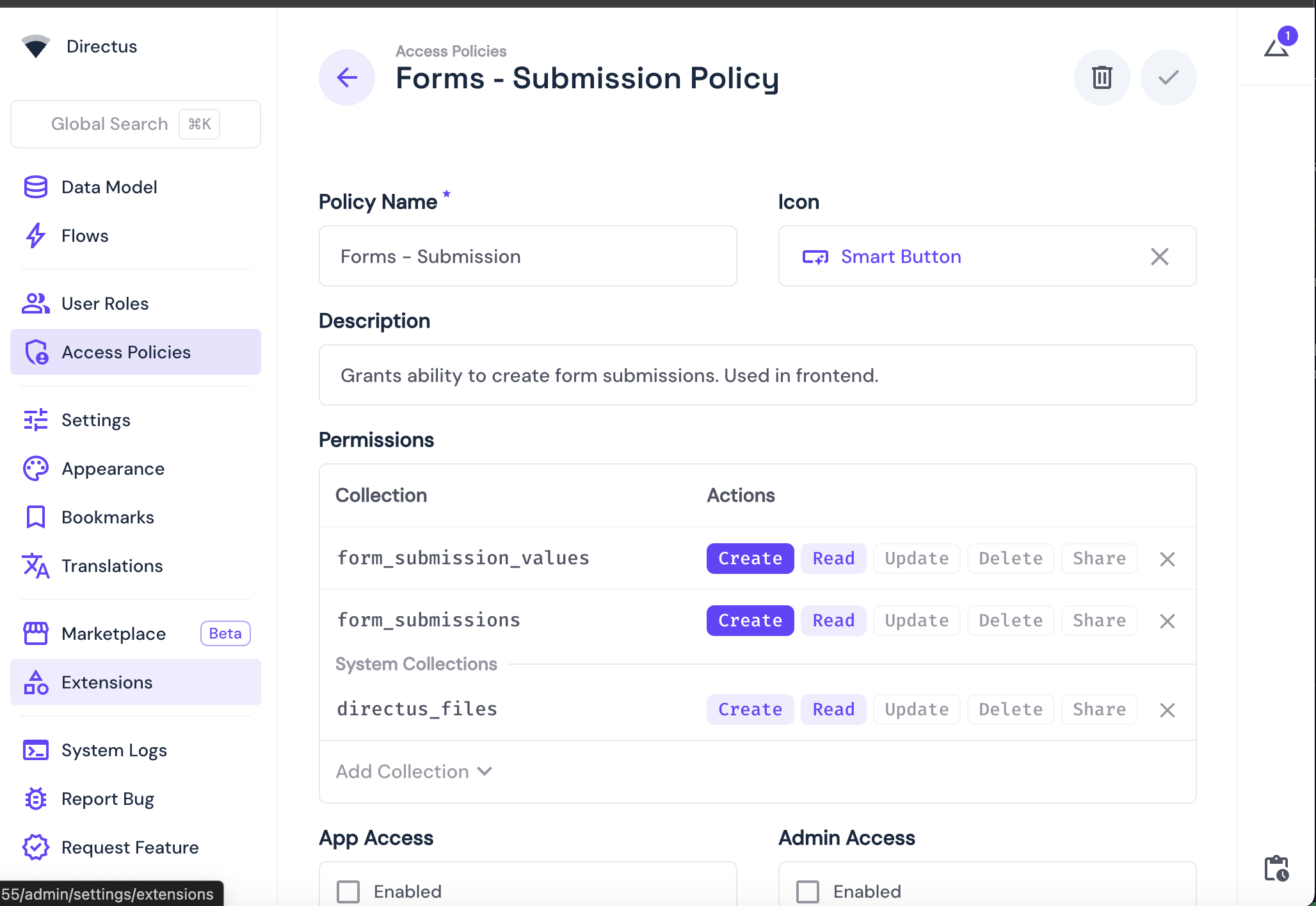 image showing the form submission policy